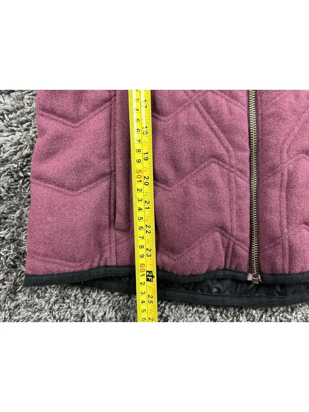 prAna Calla Wool Hooded Vest Womens Burgundy Quilted Faux Fur Trim Full Zip Sz M - Picture 15 of 15